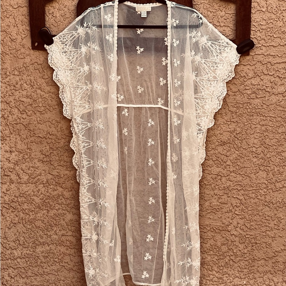 Forever 21 White Lace Kimono Robe Swimsuit Cover Up Plus Size 2X